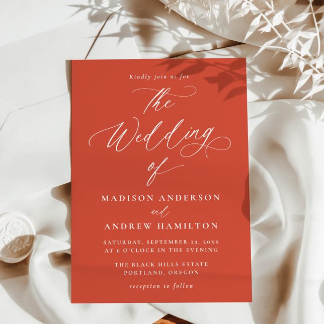 Modern Elegant Calligraphy Verona Sunset Wedding Invitation (Creator Uploaded)