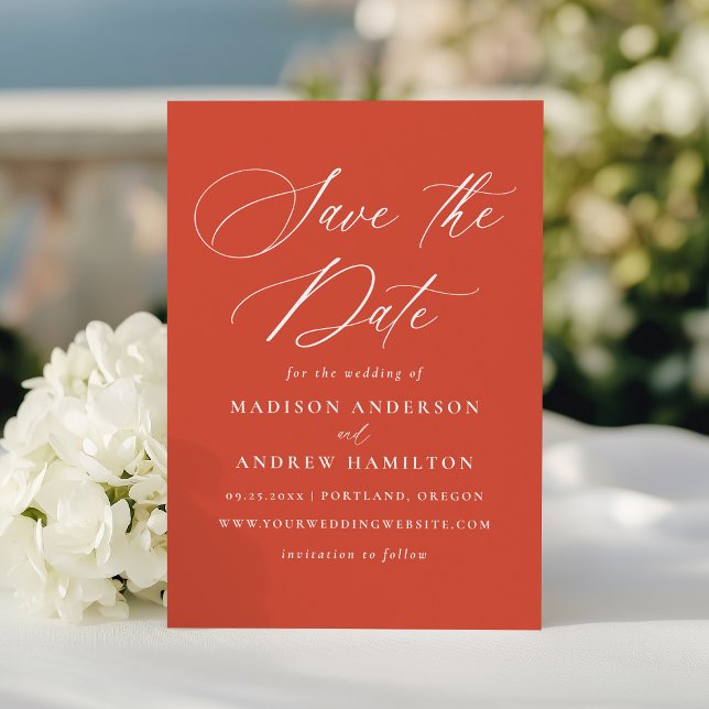 Modern Elegant Calligraphy Verona Sunset Wedding Save The Date (Creator Uploaded)