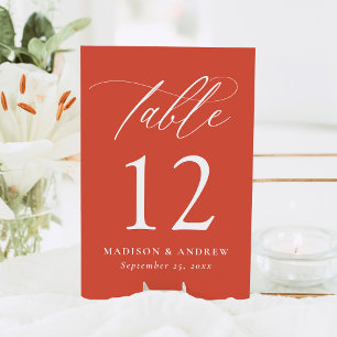 Modern Elegant Calligraphy Verona Sunset Wedding Table Number