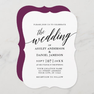 Modern Elegant Calligraphy Wedding Cassis Invitation