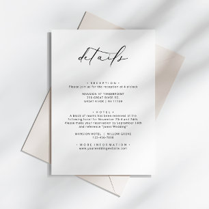 Modern Elegant Calligraphy Wedding Details Enclosure Card