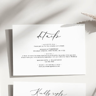 Modern Elegant Calligraphy Wedding Details Enclosure Card