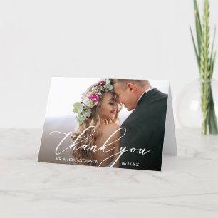Modern Elegant Calligraphy Wedding Folded Thank You Card