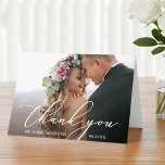 Modern Elegant Calligraphy Wedding Folded Thank You Card<br><div class="desc">Modern Elegant Beautiful yet Simple Minimalist Delicate Calligraphy Wedding Photo Thank You Folded Card</div>