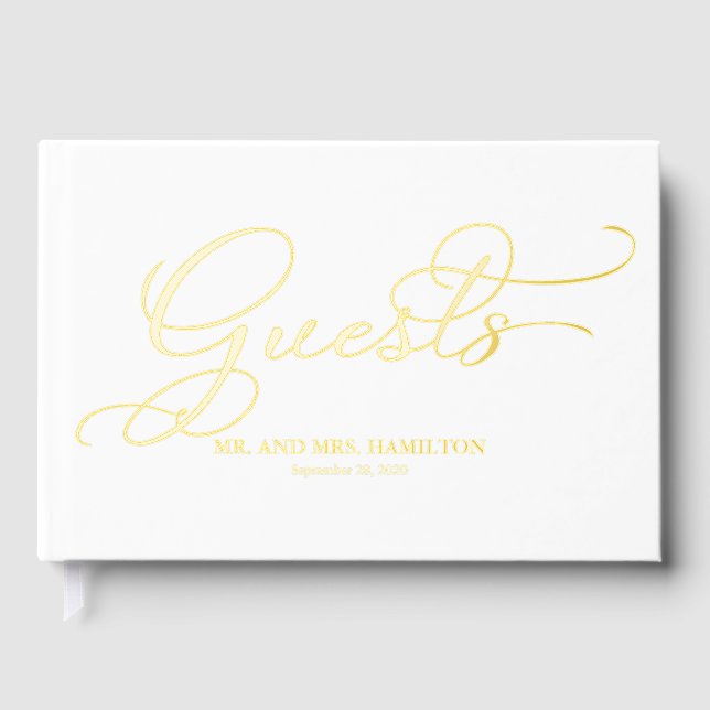Modern Elegant Calligraphy Wedding Guest Book (Front)