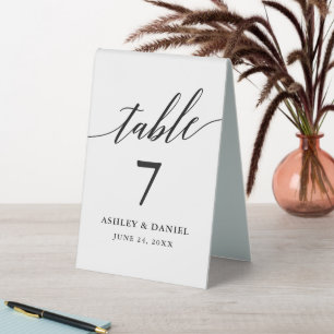 Modern Elegant Calligraphy Wedding Table Number
