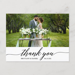 Modern Elegant Calligraphy Wedding Thank You Postcard