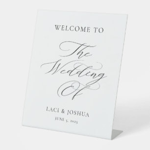 Modern Elegant Calligraphy Wedding Welcome Table Pedestal Sign
