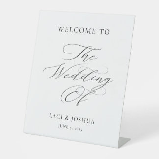 Modern Elegant Calligraphy Wedding Welcome Table Pedestal Sign