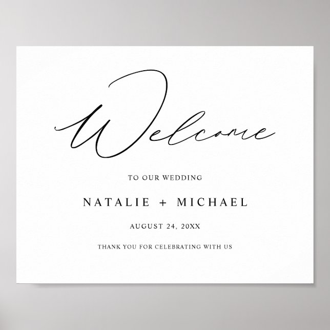 Modern Elegant Calligraphy Welcome Wedding Sign (Front)
