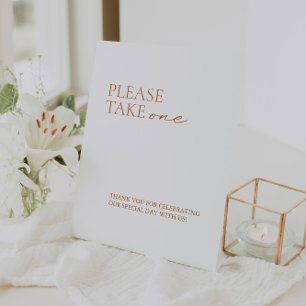 Modern Elegant Calligraphy White Favours Pedestal Sign