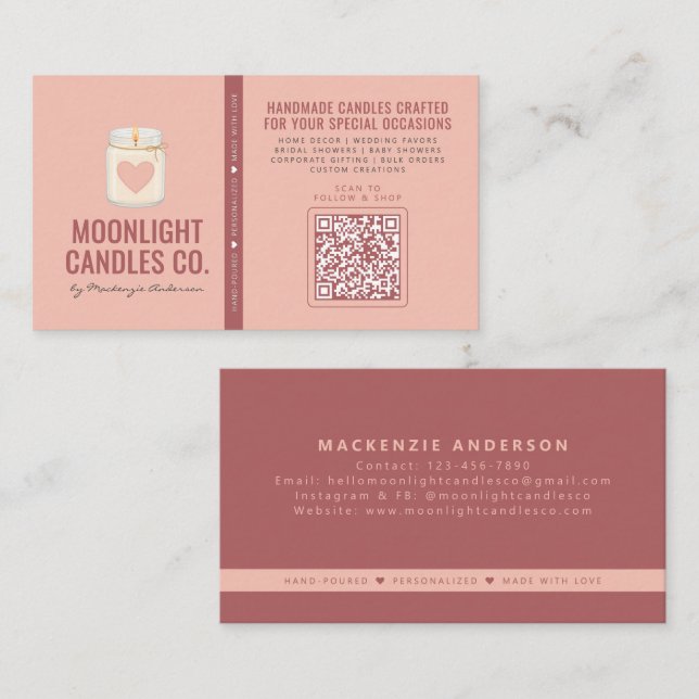 Modern Elegant Candle Making Business QR Code  Card (Front/Back)