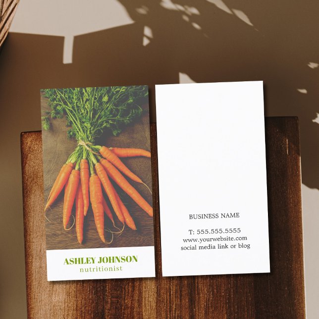 Modern Elegant Carrots Photo Nutritionist Business Card (Creator Uploaded)