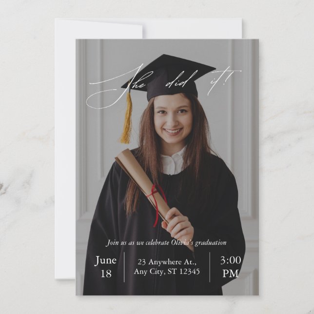 Modern Elegant Celebration Graduation Invitation (Front)