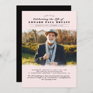 Modern Elegant Celebration of Life Funeral Photo I Invitation