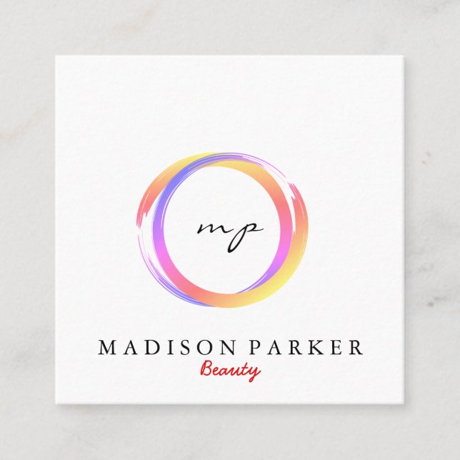 Modern Elegant Champagne Abstract Beauty Stylist S Square Business Card (Front)