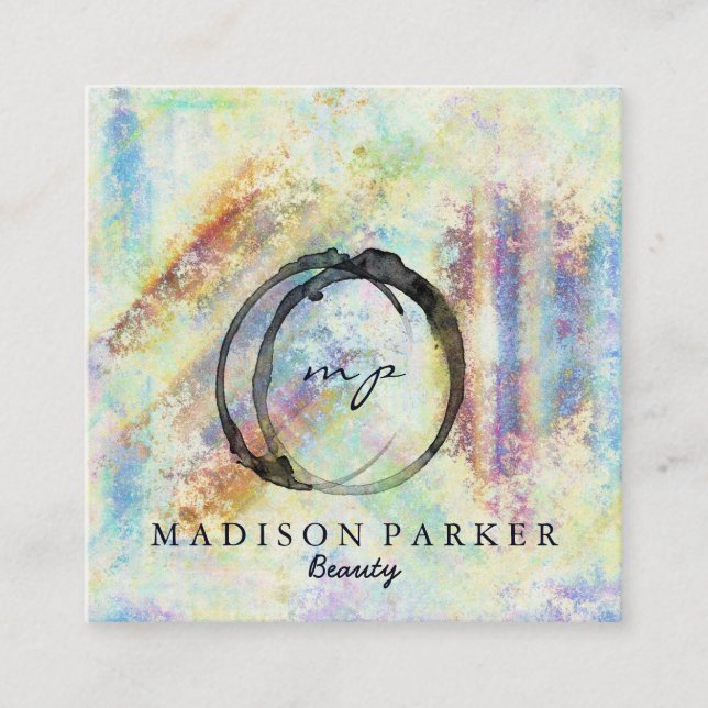 Modern Elegant Champagne Abstract Beauty Stylist S Square Business Card (Front)