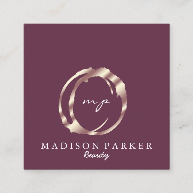 Modern Elegant Champagne Abstract Beauty Stylist S Square Business Card (Front)