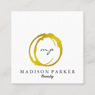 Modern Elegant Champagne Abstract Beauty Stylist Square Business Card