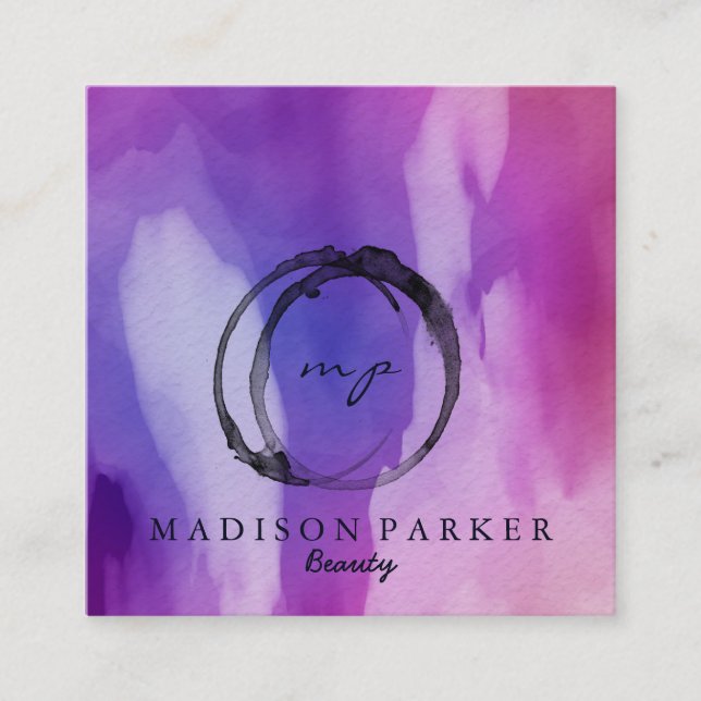 Modern Elegant Champagne Abstract Beauty Stylist Square Business Card (Front)