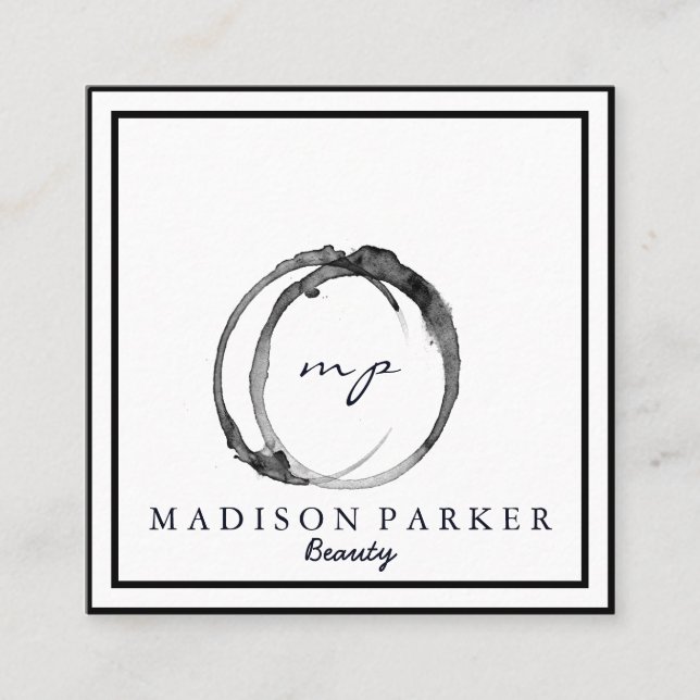 Modern Elegant Champagne Abstract Beauty Stylist Square Business Card (Front)