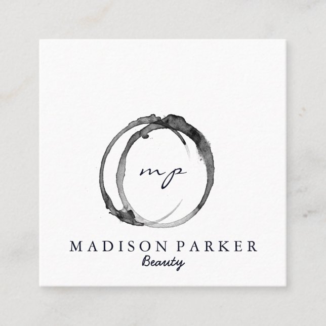 Modern Elegant Champagne Abstract Beauty Stylist Square Business Card (Front)