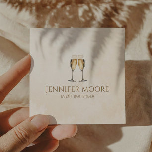 Modern Elegant Champagne Flute Glasses Custom  Square Business Card