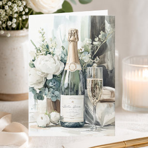 Modern Elegant Champagne Toast Happy Anniversary Card