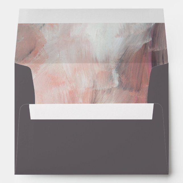 Modern Elegant Charcoal Grey Abstract Brushstrokes Envelope (Back (Bottom))