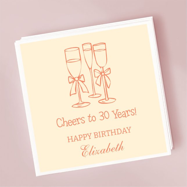 Modern Elegant Cheers to 30 years Birthday Napkins (Creator Uploaded)