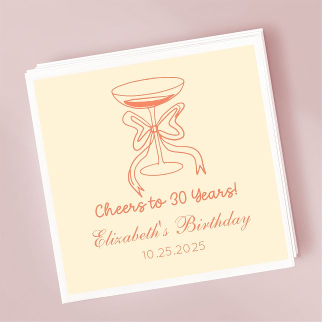 Modern Elegant Cheers to 30 years Birthday Napkins (Creator Uploaded)