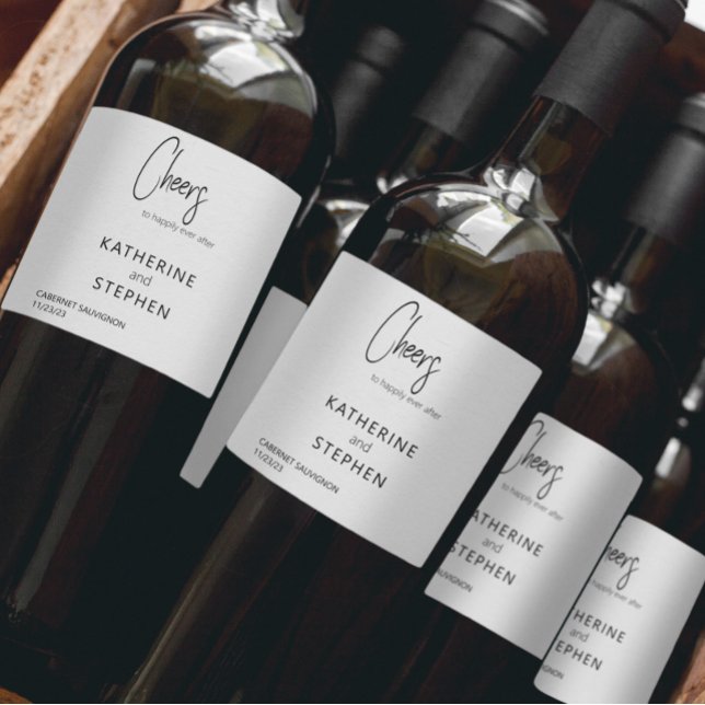 Modern Elegant Cheers Wedding Custom  Wine Label (Creator Uploaded)