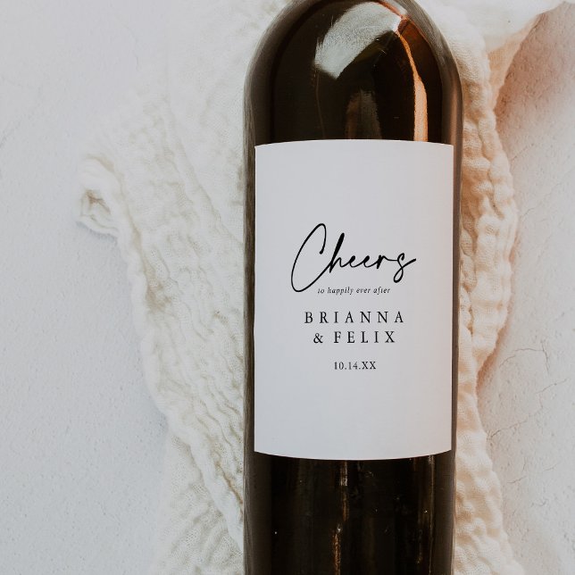 Modern Elegant Cheers Wedding Wine Labels (Creator Uploaded)