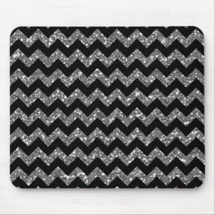 Modern Elegant Chevrons on Black Mouse Pad