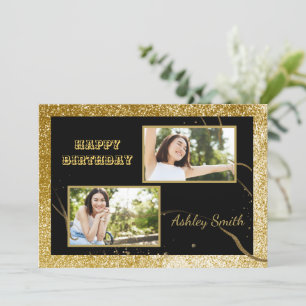 Modern elegant chic black and gold sweet 16 invitation