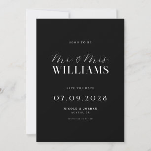 Modern Elegant Chic Black and White Wedding Save The Date