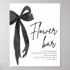 Modern Elegant Chic Black Bow Flower Bar Sign