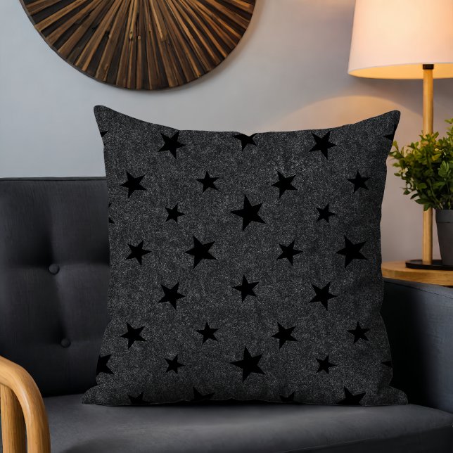 Modern Elegant Chic Black Star Pattern  Cushion (Creator Uploaded)