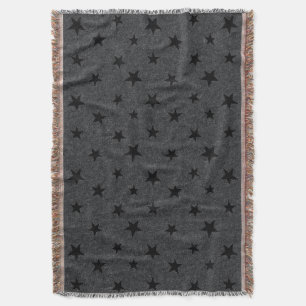 Modern Elegant Chic Black Star Pattern  Throw Blanket
