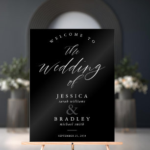 Modern Elegant Chic Calligraphy Wedding Welcome Acrylic Sign