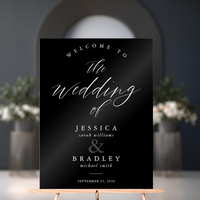 Modern Elegant Chic Calligraphy Wedding Welcome Acrylic Sign (Creator Uploaded)