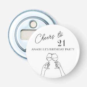 Modern elegant chic cheers to 21 birthday party bottle opener