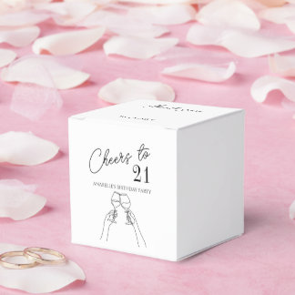 Modern elegant chic cheers to 21 birthday party  favour box