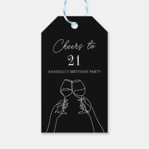 Modern elegant chic cheers to 21 birthday party gift tags