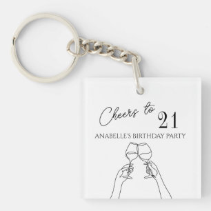 Modern elegant chic cheers to 21 birthday party  key ring