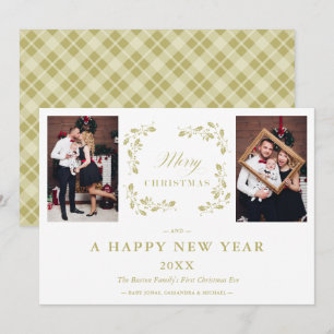 Modern Elegant Chic Christmas 2 Photos Family Holiday Card