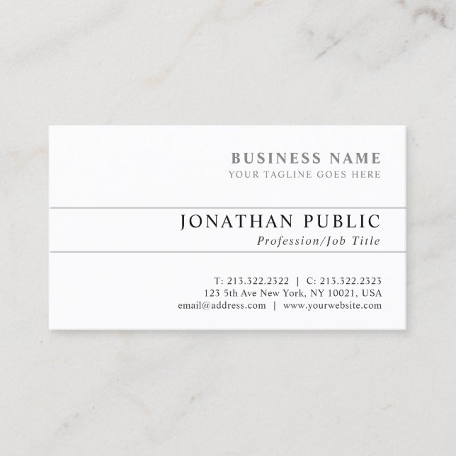 Modern Elegant Chic Clean Plain Corporate Trending Business Card (Front)