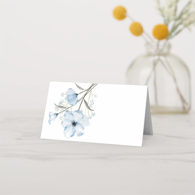 Modern Elegant Chic Dusty Blue Wedding Place Card (Front)