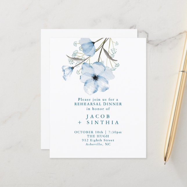 Modern Elegant Chic Dusty Blue Wedding Program (Front/Back In Situ)