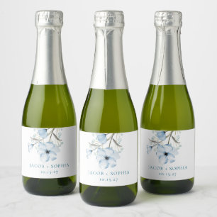 Modern Elegant Chic Dusty Blue Wedding Sparkling Wine Label